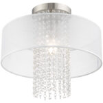 1 Light Brushed Nickel Ceiling Light fixture with Steel base material-Lighting LumensFlush Mount Ceiling Lights