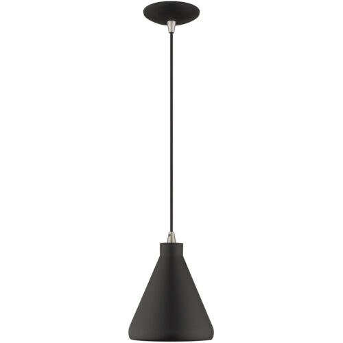 1 Light Black Mini Pendant with Black Metal Shade with Gold Finish Inside Shade-Lighting LumensPendant Lights