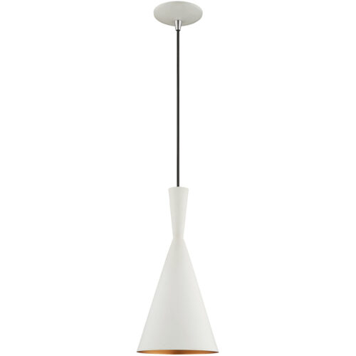 1 Light White Mini Pendant with White Metal Shade with Gold Finish Inside Shade-Lighting LumensPendant Lights