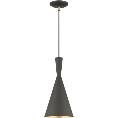 41185-07 1 Light Bronze Pendant with Antique Brass Finish Accents-Lighting LumensPendant Lights