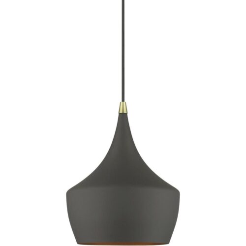 41186-07 1 Light Bronze Pendant with Antique Brass Finish Accents-Lighting LumensPendant Lights