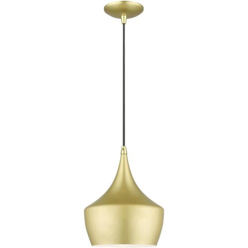 41186-33 1 Light Soft Gold Pendant with Polished Brass Finish Accents-Lighting LumensPendant Lights