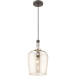 1 Light English Bronze Mini Pendant with Champagne Glass Shade-Lighting LumensPendant Lights