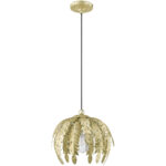 41231-28_02 1 Light Winter Gold Mini Pendant with Acanthus Shaped Winter Gold Metal Shade Shade-Lighting LumensPendant Lights