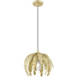 41231-28_03 1 Light Winter Gold Mini Pendant with Acanthus Shaped Winter Gold Metal Shade Shade-Lighting LumensPendant Lights
