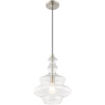 1 Light Brushed Nickel Mini Pendant with Clear Glass Shade-Lighting LumensPendant Lights