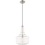 41239-91_02 1 Light Brushed Nickel Mini Pendant with Clear Glass Shade-Lighting LumensPendant Lights