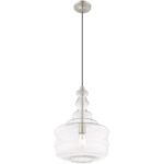 41239-91_04 1 Light Brushed Nickel Mini Pendant with Clear Glass Shade-Lighting LumensPendant Lights