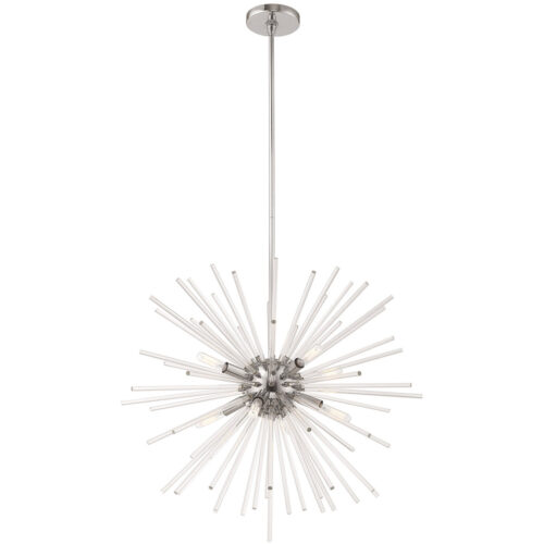 41256-05_03 8 Light Polished Chrome Pendant Chandelier with Clear Crystal Rods Shade-Lighting LumensChandeliers