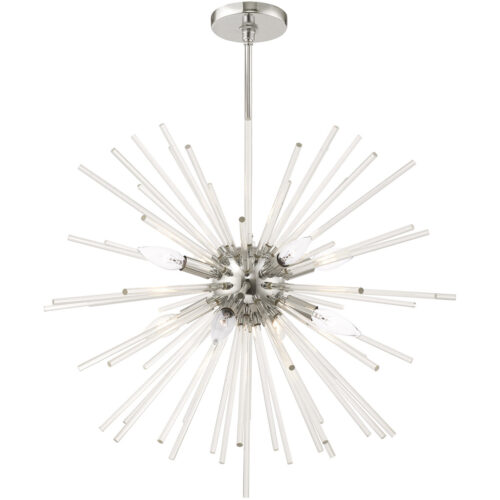 41256-05_05 8 Light Polished Chrome Pendant Chandelier with Clear Crystal Rods Shade-Lighting LumensChandeliers
