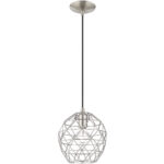 1 Light Brushed Nickel Mini Pendant with Brushed Nickel Geometric Metal Shade Shade-Lighting LumensPendant Lights