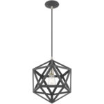1 Light Scandinavian Gray Mini Pendant with Scandinavian Gray Geometric Metal Shade Shade-Lighting LumensPendant Lights