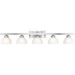 4205-91_01 48 inch 5 Light Brushed Nickel Bathroom Vanity light fixture with Satin Glass Shade-Lighting LumensBath/Vanity
