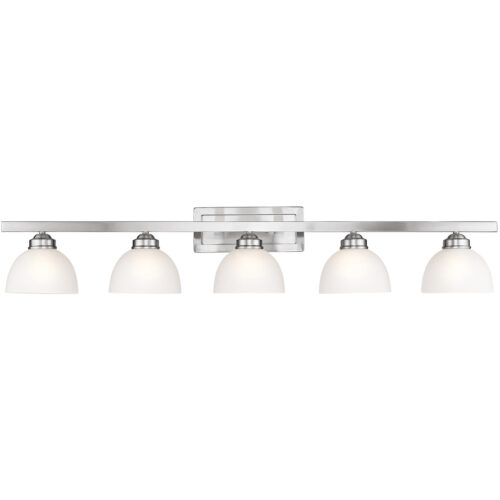 4205-91_01 48 inch 5 Light Brushed Nickel Bathroom Vanity light fixture with Satin Glass Shade-Lighting LumensBath/Vanity