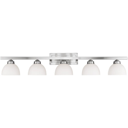 4205-91_02 48 inch 5 Light Brushed Nickel Bathroom Vanity light fixture with Satin Glass Shade-Lighting LumensBath/Vanity