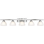 4205-91_03 48 inch 5 Light Brushed Nickel Bathroom Vanity light fixture with Satin Glass Shade-Lighting LumensBath/Vanity