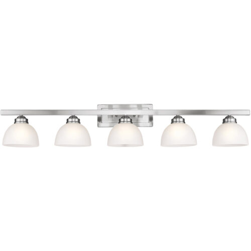4205-91_03 48 inch 5 Light Brushed Nickel Bathroom Vanity light fixture with Satin Glass Shade-Lighting LumensBath/Vanity