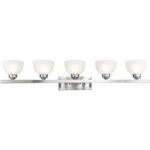4205-91_04 48 inch 5 Light Brushed Nickel Bathroom Vanity light fixture with Satin Glass Shade-Lighting LumensBath/Vanity