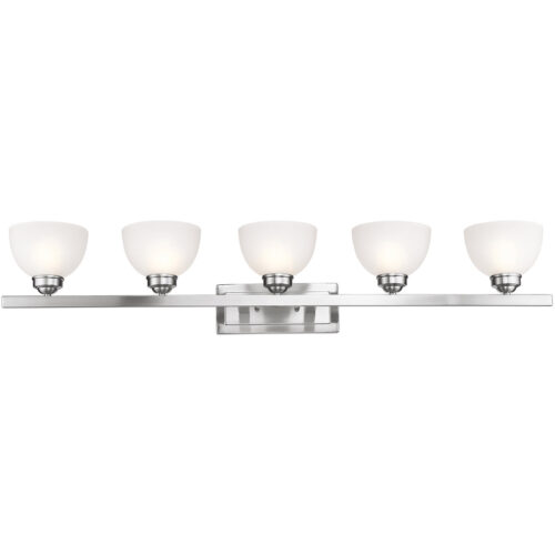 4205-91_04 48 inch 5 Light Brushed Nickel Bathroom Vanity light fixture with Satin Glass Shade-Lighting LumensBath/Vanity