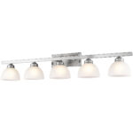 4205-91_05 48 inch 5 Light Brushed Nickel Bathroom Vanity light fixture with Satin Glass Shade-Lighting LumensBath/Vanity