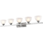4205-91_06 48 inch 5 Light Brushed Nickel Bathroom Vanity light fixture with Satin Glass Shade-Lighting LumensBath/Vanity