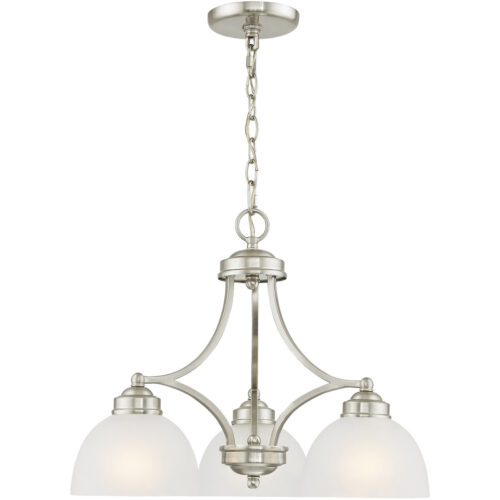 3 Light Brushed Nickel Chandelier with Satin Glass Shade-Lighting LumensChandeliers