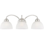 4233-91_01 24.5 inch 3 Light Brushed Nickel Bathroom Vanity light fixture with Satin Glass Shade-Lighting LumensBath/Vanity