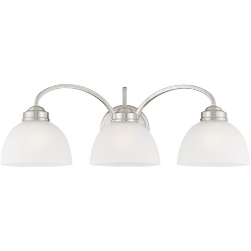 4233-91_01 24.5 inch 3 Light Brushed Nickel Bathroom Vanity light fixture with Satin Glass Shade-Lighting LumensBath/Vanity