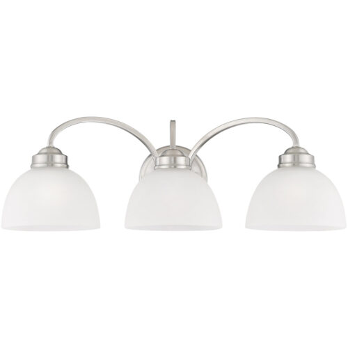 4233-91_02 24.5 inch 3 Light Brushed Nickel Bathroom Vanity light fixture with Satin Glass Shade-Lighting LumensBath/Vanity