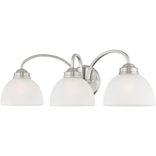4233-91_04 24.5 inch 3 Light Brushed Nickel Bathroom Vanity light fixture with Satin Glass Shade-Lighting LumensBath/Vanity