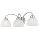 4233-91_05 24.5 inch 3 Light Brushed Nickel Bathroom Vanity light fixture with Satin Glass Shade-Lighting LumensBath/Vanity