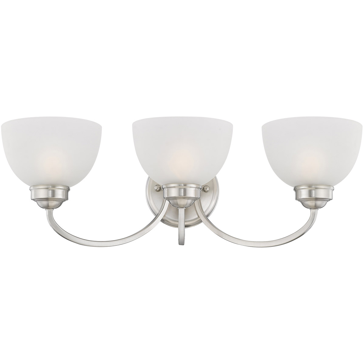 24.5 inch 3 Light Brushed Nickel Bathroom Vanity light fixture with Satin Glass Shade-Lighting LumensBath/Vanity