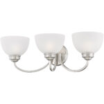 4233-91_07 24.5 inch 3 Light Brushed Nickel Bathroom Vanity light fixture with Satin Glass Shade-Lighting LumensBath/Vanity