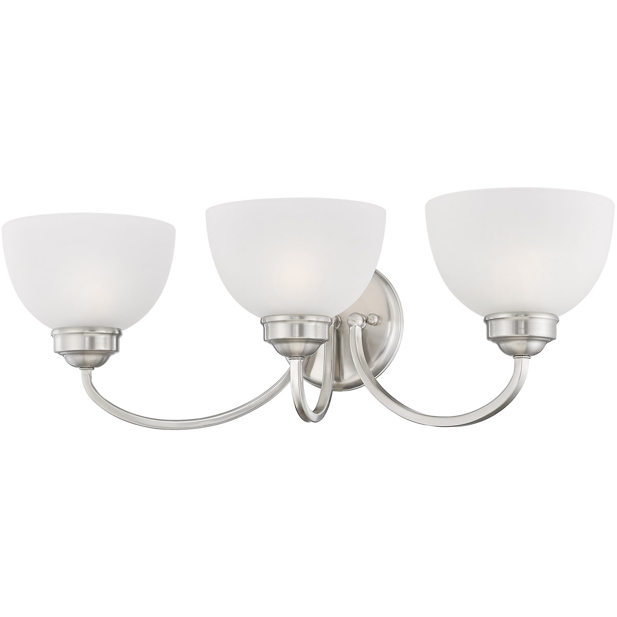 24.5 inch 3 Light Brushed Nickel Bathroom Vanity light fixture with Satin Glass Shade-Lighting LumensBath/Vanity