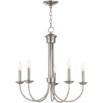 42685-91_01 5 Light Brushed Nickel Chandelier with Steel base material-Lighting LumensChandeliers
