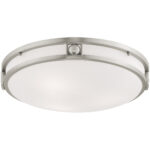 4488-91_03 3 Light Brushed Nickel Ceiling Light fixture with Steel base material-Lighting LumensFlush Mount Ceiling Lights