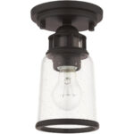 45501-07 1 Light Bronze Flush Mount-Lighting LumensBath/Flush Mounts