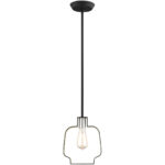 45511-04_01 8.25 inch 1 Light Black & Winter Gold Mini Pendant light Hanging Light Fixture with Black with Winter Gold finish Inside Shade-Lighting LumensPendant Lights