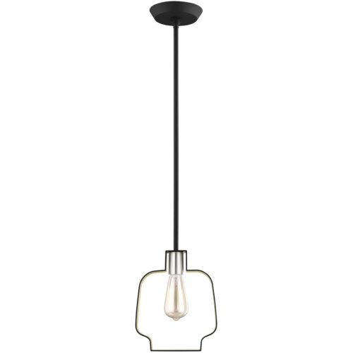 45511-04_02 8.25 inch 1 Light Black & Winter Gold Mini Pendant light Hanging Light Fixture with Black with Winter Gold finish Inside Shade-Lighting LumensPendant Lights