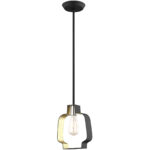 45511-04_03 8.25 inch 1 Light Black & Winter Gold Mini Pendant light Hanging Light Fixture with Black with Winter Gold finish Inside Shade-Lighting LumensPendant Lights