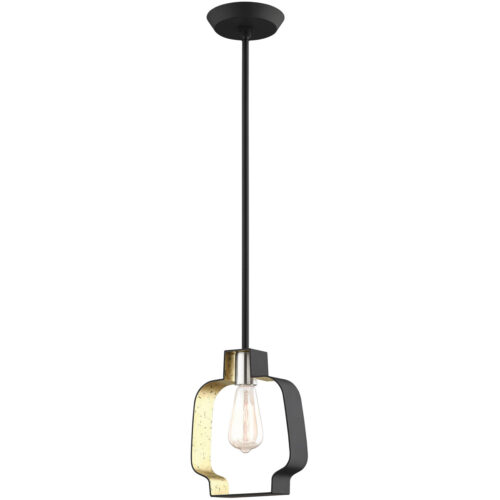 45511-04_03 8.25 inch 1 Light Black & Winter Gold Mini Pendant light Hanging Light Fixture with Black with Winter Gold finish Inside Shade-Lighting LumensPendant Lights