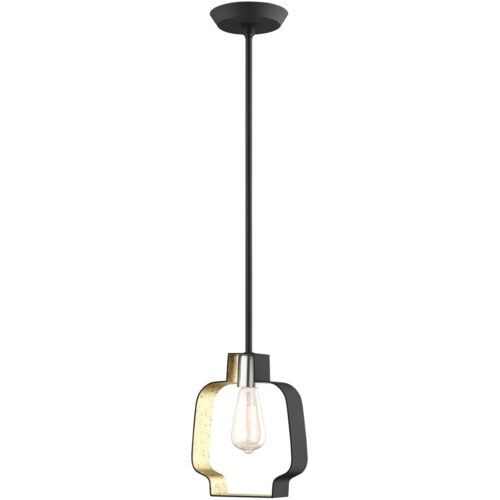 45511-04_04 8.25 inch 1 Light Black & Winter Gold Mini Pendant light Hanging Light Fixture with Black with Winter Gold finish Inside Shade-Lighting LumensPendant Lights
