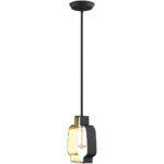45511-04_05 8.25 inch 1 Light Black & Winter Gold Mini Pendant light Hanging Light Fixture with Black with Winter Gold finish Inside Shade-Lighting LumensPendant Lights