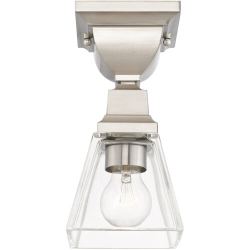 45562-91_03 5 Sq. inch 1 Light Brushed Nickel Ceiling Mount with Clear Glass Shade-Lighting LumensFlush Mount Ceiling Lights