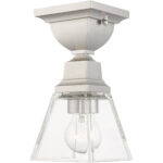 45562-91_04 5 Sq. inch 1 Light Brushed Nickel Ceiling Mount with Clear Glass Shade-Lighting LumensFlush Mount Ceiling Lights