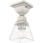 45562-91_05 5 Sq. inch 1 Light Brushed Nickel Ceiling Mount with Clear Glass Shade-Lighting LumensFlush Mount Ceiling Lights