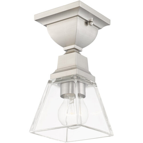 45562-91_05 5 Sq. inch 1 Light Brushed Nickel Ceiling Mount with Clear Glass Shade-Lighting LumensFlush Mount Ceiling Lights