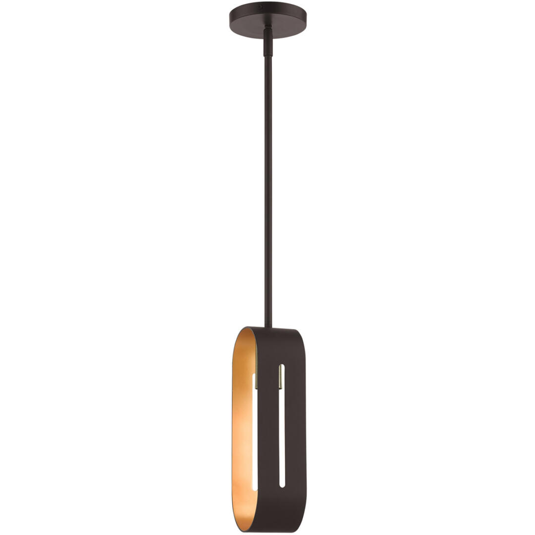 45761-07 1 Light Bronze with Antique Brass Accents Pendant-Lighting LumensPendant Lights