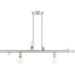 45866-91 6 Light Brushed Nickel Linear Chandelier-Lighting LumensChandeliers