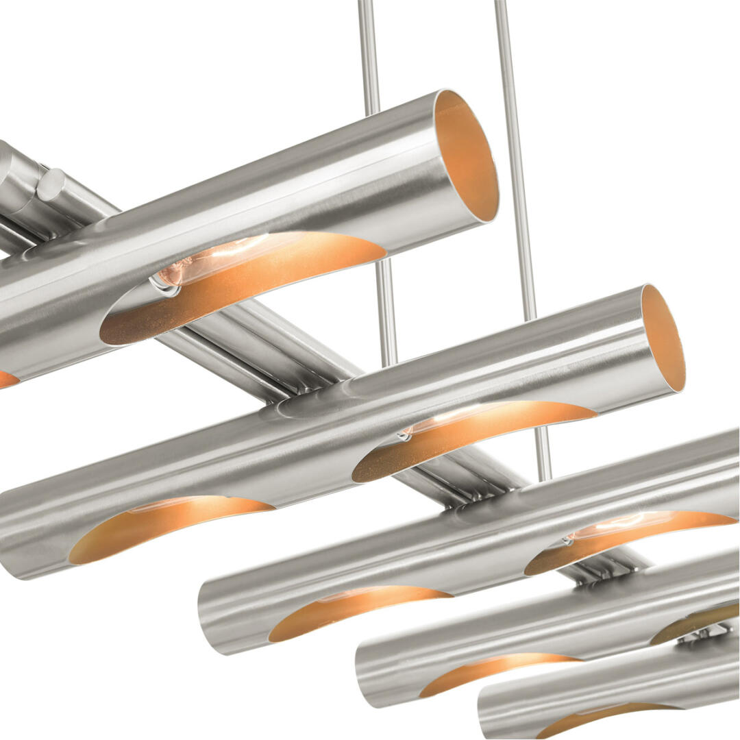 45898-91 10 Light Brushed Nickel Linear Chandelier-Lighting LumensChandeliers